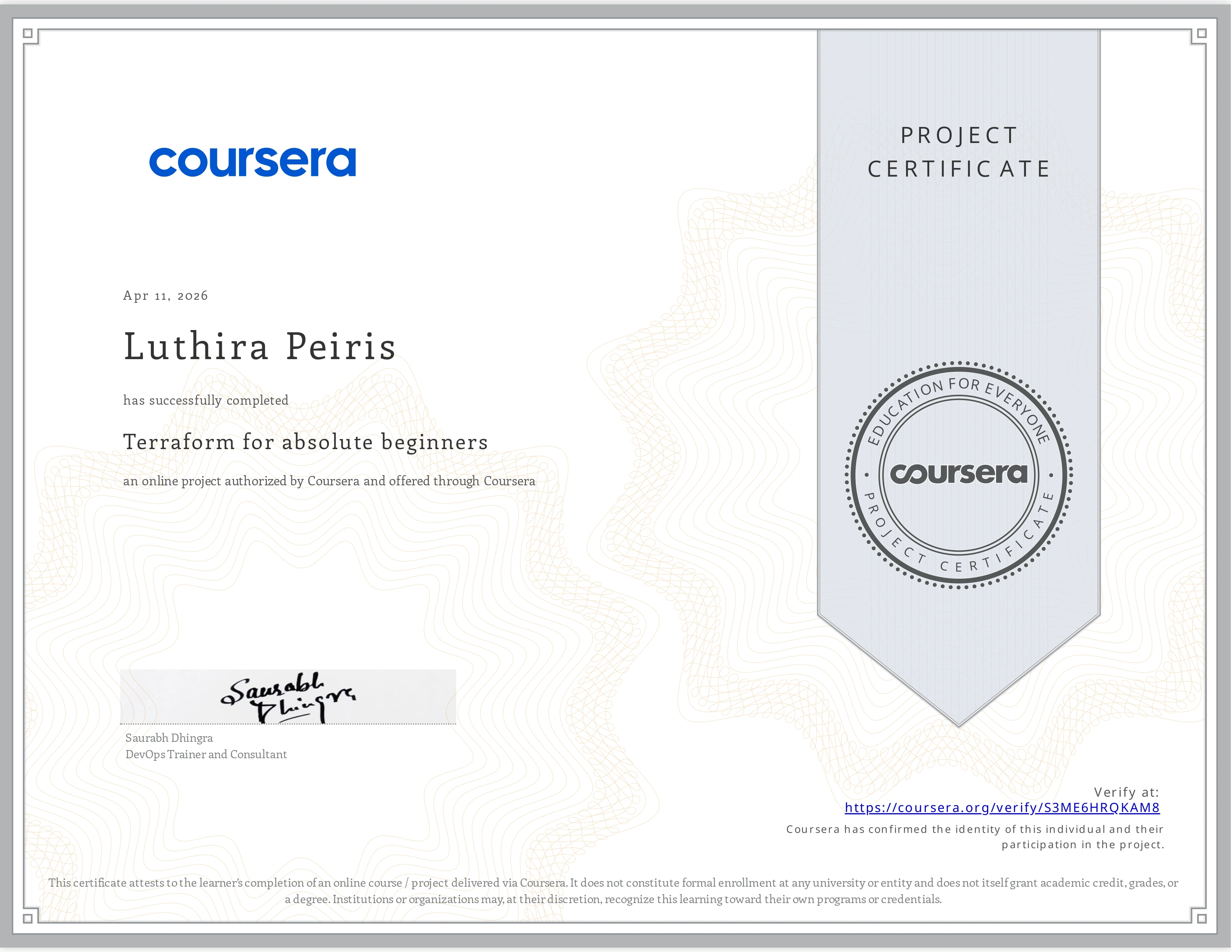 Certificate